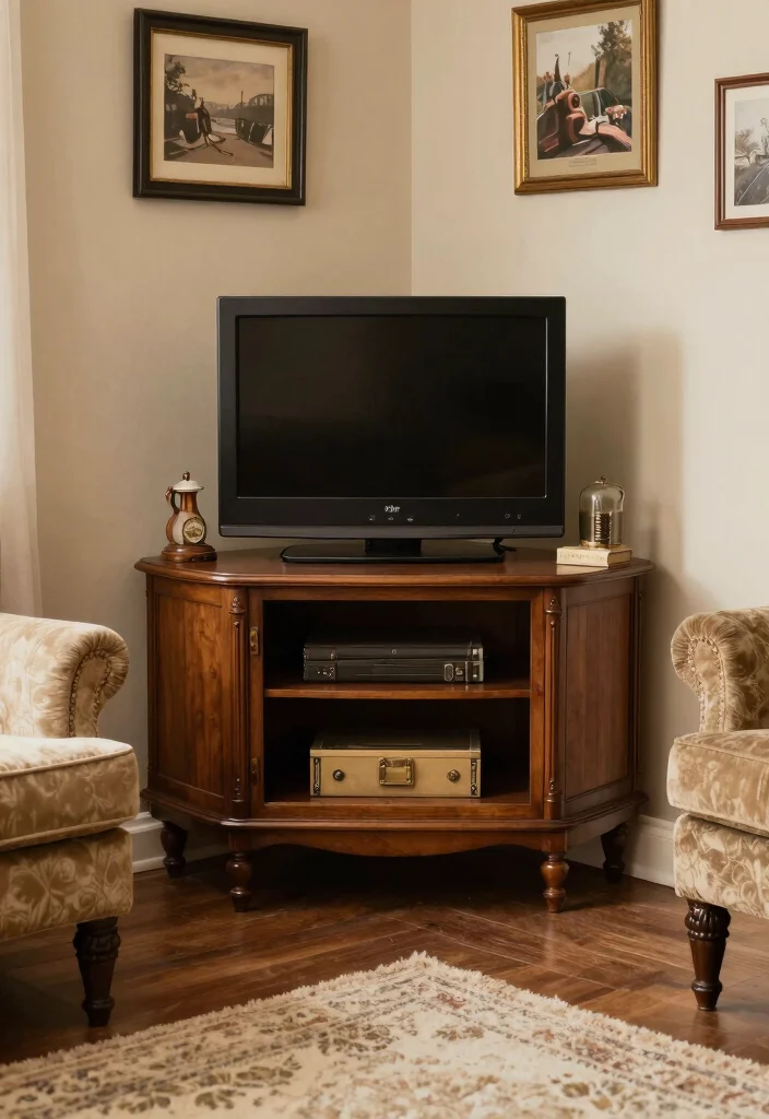 14 Corner TV Stand 2026 Trending Ideas That Fit Perfectly - 11. Vintage Corner TV Stand 1
