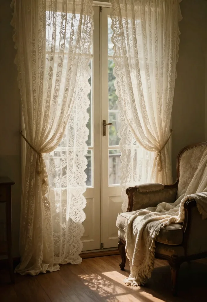 14 Curtains for Doors With Windows Ideas That Look Chic 20 14 Curtains for Doors With Windows Ideas That Look Chic - 8. Vintage Lace Curtains 1