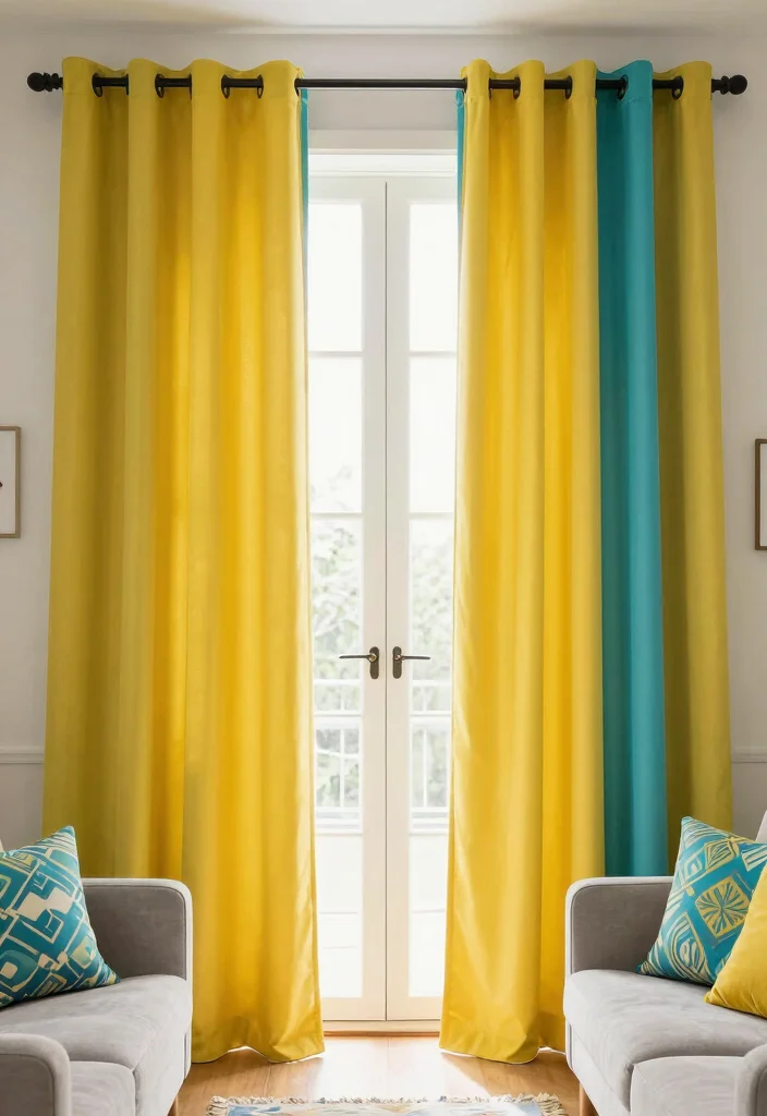 14 Curtains for Doors With Windows Ideas That Look Chic 31 14 Curtains for Doors With Windows Ideas That Look Chic - 9. Color-Block Curtains 1