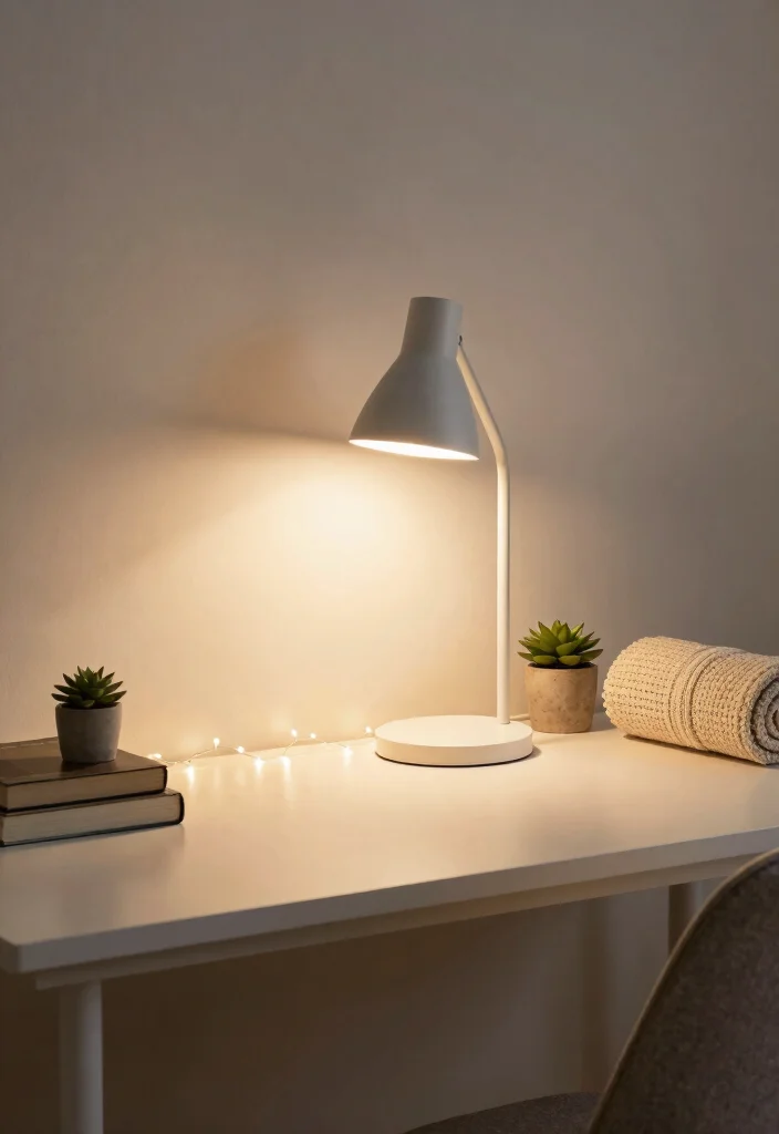14 Desk Setup Cozy Ideas for a Warm Workspace - 2. Warm Lighting Solutions 1