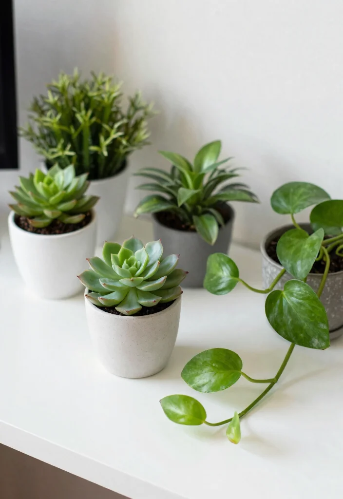 14 Desk Setup Cozy Ideas for a Warm Workspace - 4. Greenery for Freshness 1