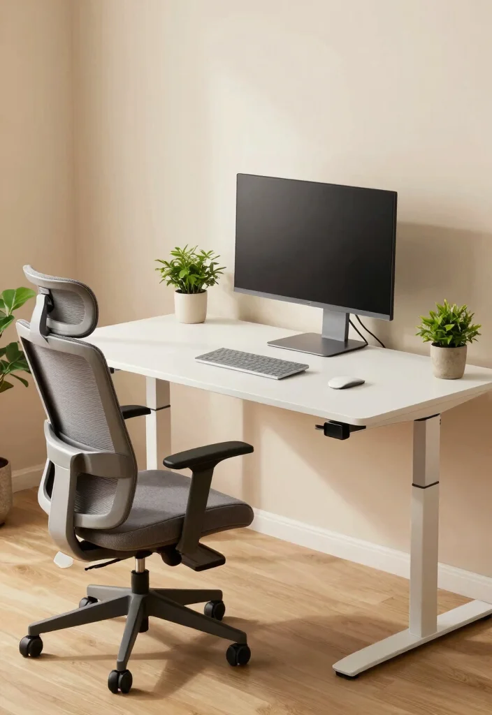 14 Desk Setup Cozy Ideas for a Warm Workspace - 5. Comfortable Ergonomic Setup 1