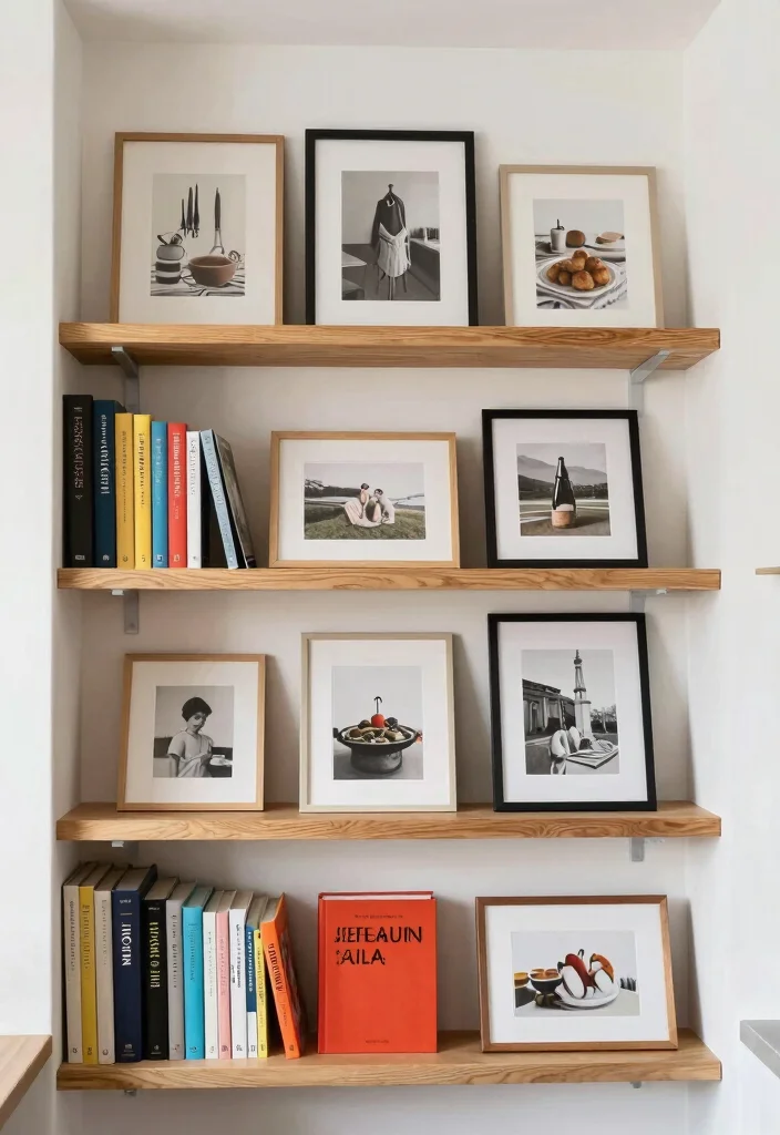 14 Kitchen Bookshelf Ideas Cookbook Shelf Styling That Shines 40 14 Kitchen Bookshelf Ideas Cookbook Shelf Styling That Shines - 10. Artistic Display with Frames 1