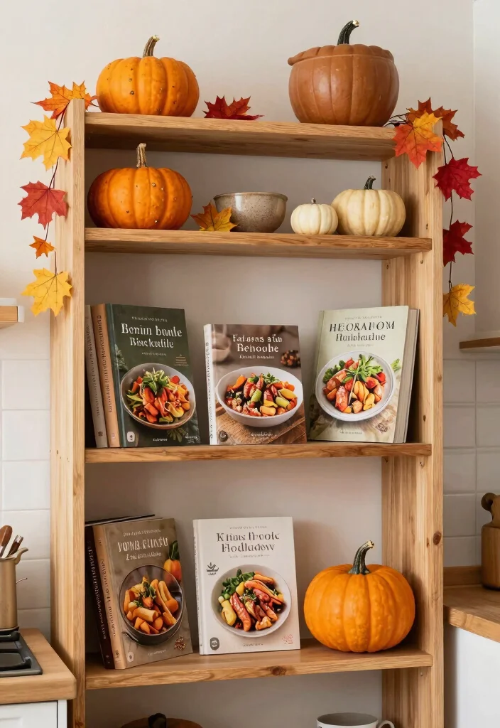14 Kitchen Bookshelf Ideas Cookbook Shelf Styling That Shines 41 14 Kitchen Bookshelf Ideas Cookbook Shelf Styling That Shines - 11. Seasonal Decor Integration 1
