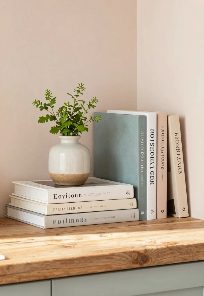 14 Kitchen Bookshelf Ideas Cookbook Shelf Styling That Shines 2 14 Kitchen Bookshelf Ideas Cookbook Shelf Styling That Shines - 2. Stacked Books with Decorative Objects 1