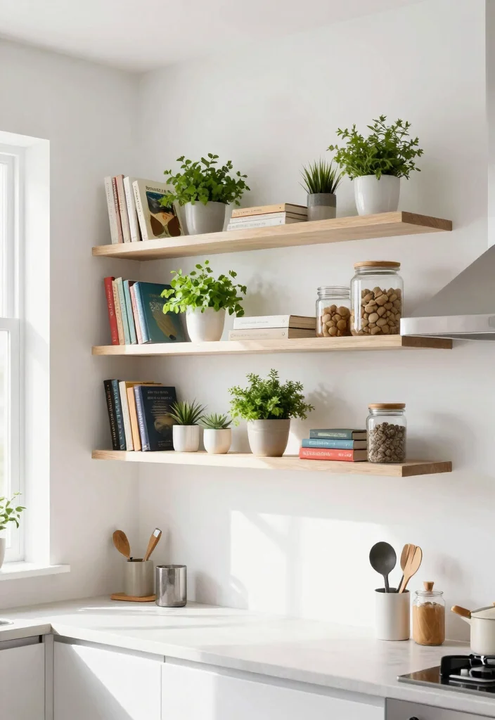14 Kitchen Bookshelf Ideas Cookbook Shelf Styling That Shines 3 14 Kitchen Bookshelf Ideas Cookbook Shelf Styling That Shines - 3. Floating Shelves for Compact Spaces 1