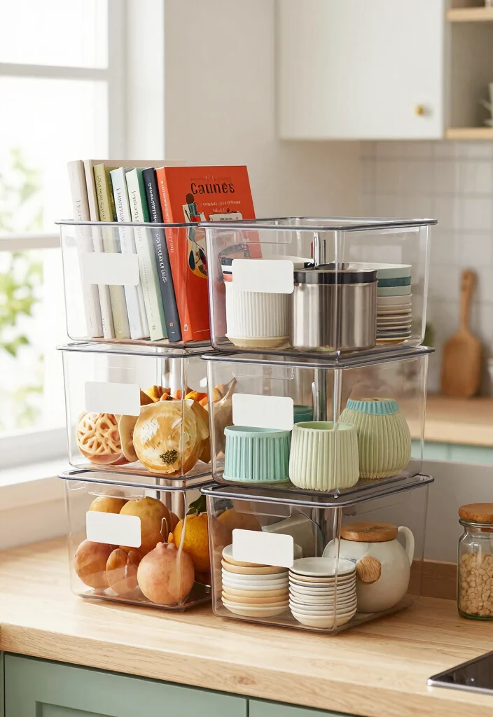 14 Kitchen Bookshelf Ideas Cookbook Shelf Styling That Shines 26 14 Kitchen Bookshelf Ideas Cookbook Shelf Styling That Shines - 6. Use of Clear Storage Bins 1