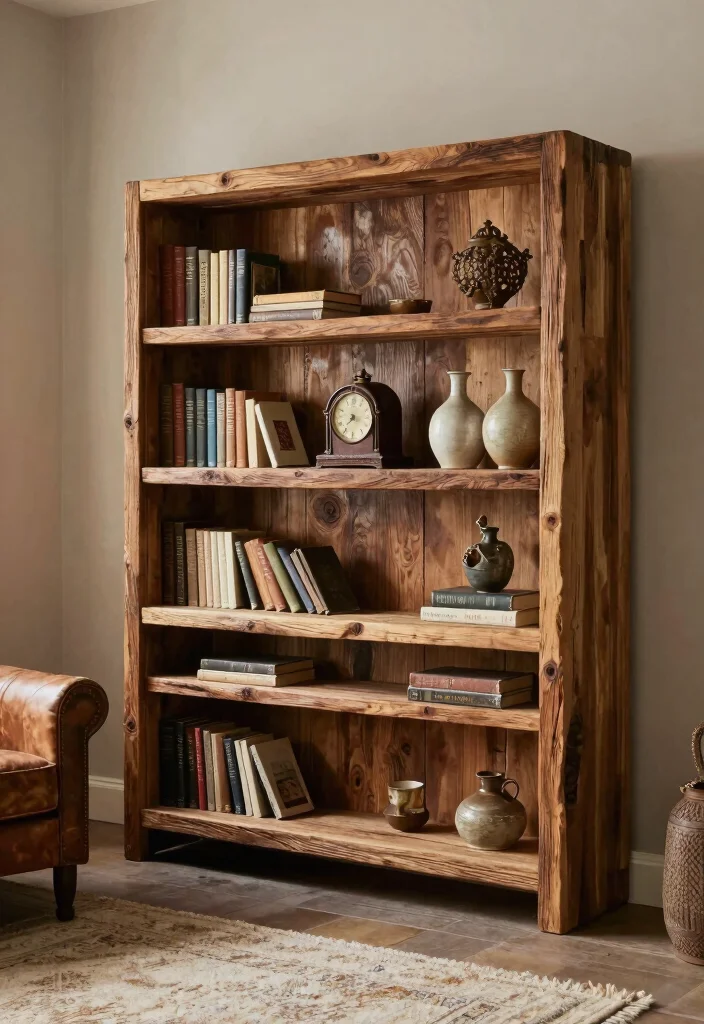 14 Live Edge Bookshelf Ideas With Natural Charm - 1. Rustic Elegance with Raw Edges 1