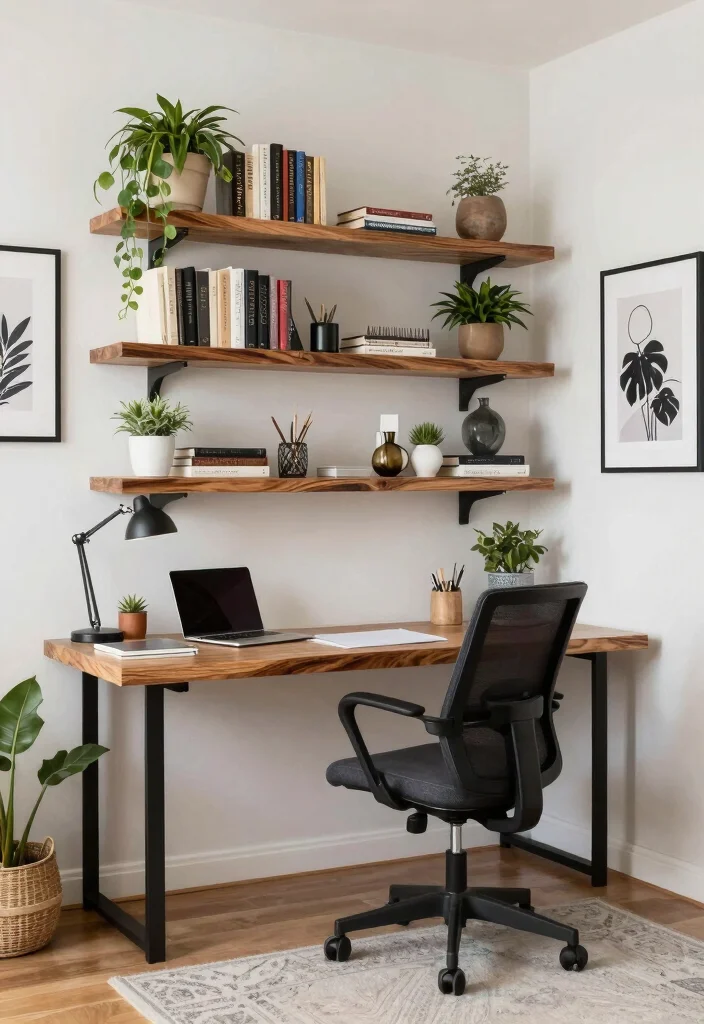 14 Live Edge Bookshelf Ideas With Natural Charm - 12. Home Office Inspiration 1