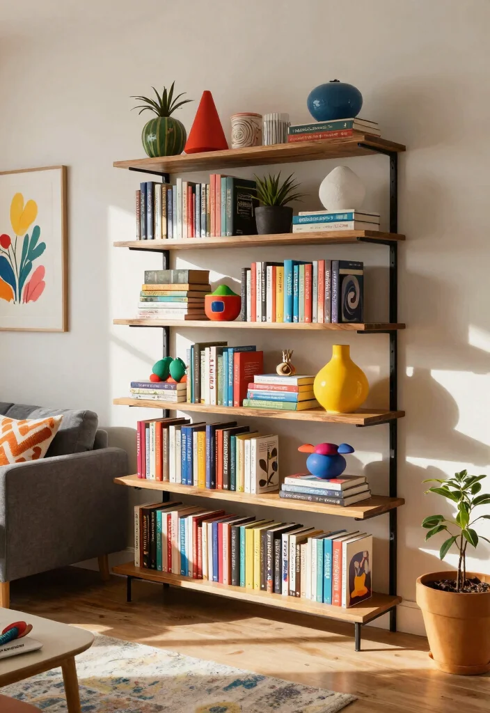 14 Live Edge Bookshelf Ideas With Natural Charm - 4. Multi-Level Masterpiece 1