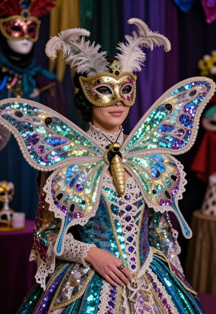 14 Moth and Lamp Costume Ideas That Feel Creative - 7. Whimsical Moth Masquerade 1