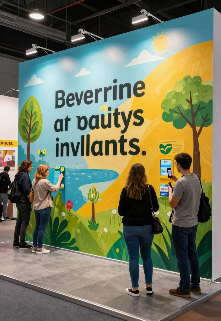 14 One Side Open Exhibition Stand Ideas That Attract Crowds 51 14 One Side Open Exhibition Stand Ideas That Attract Crowds - 11. Artistic Mural Backdrop 1