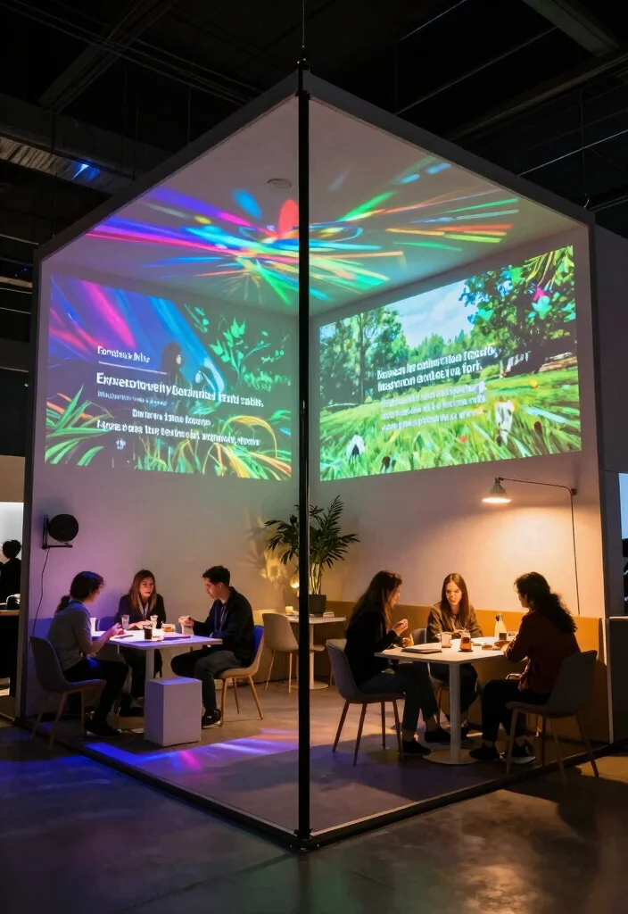 14 One Side Open Exhibition Stand Ideas That Attract Crowds 39 14 One Side Open Exhibition Stand Ideas That Attract Crowds - 9. Dynamic Lighting Effects 1