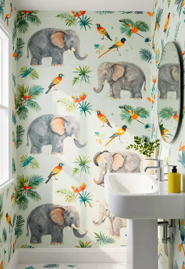 15 Bathroom Wallpaper Ideas Accent Wall That Pops 54 15 Bathroom Wallpaper Ideas Accent Wall That Pops - 14. Fun and Funky Animal Prints 1