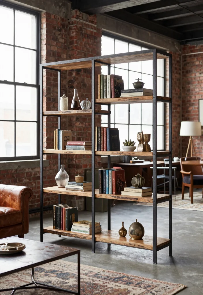 15 Bookshelf Room Divider Ideas That Define Your Space - 4. Industrial Style Divider 1