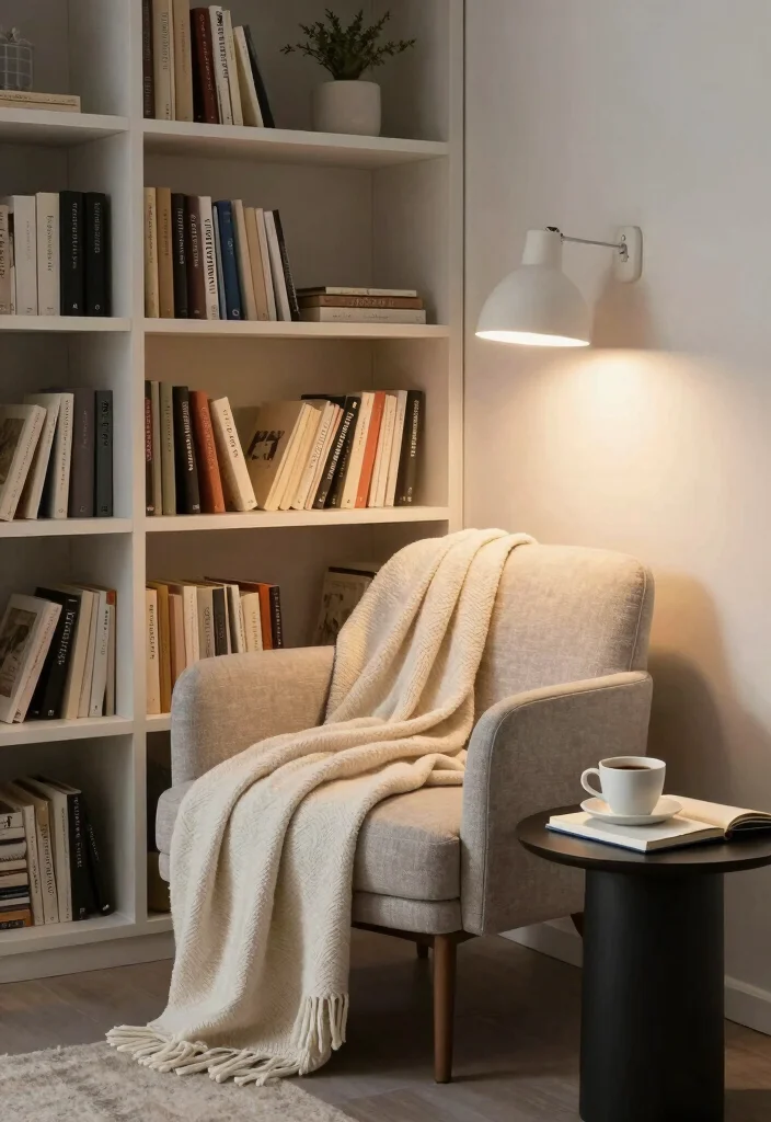 15 Bookshelf Styling Office Ideas That Look Professional - 12. Create a Reading Nook 1