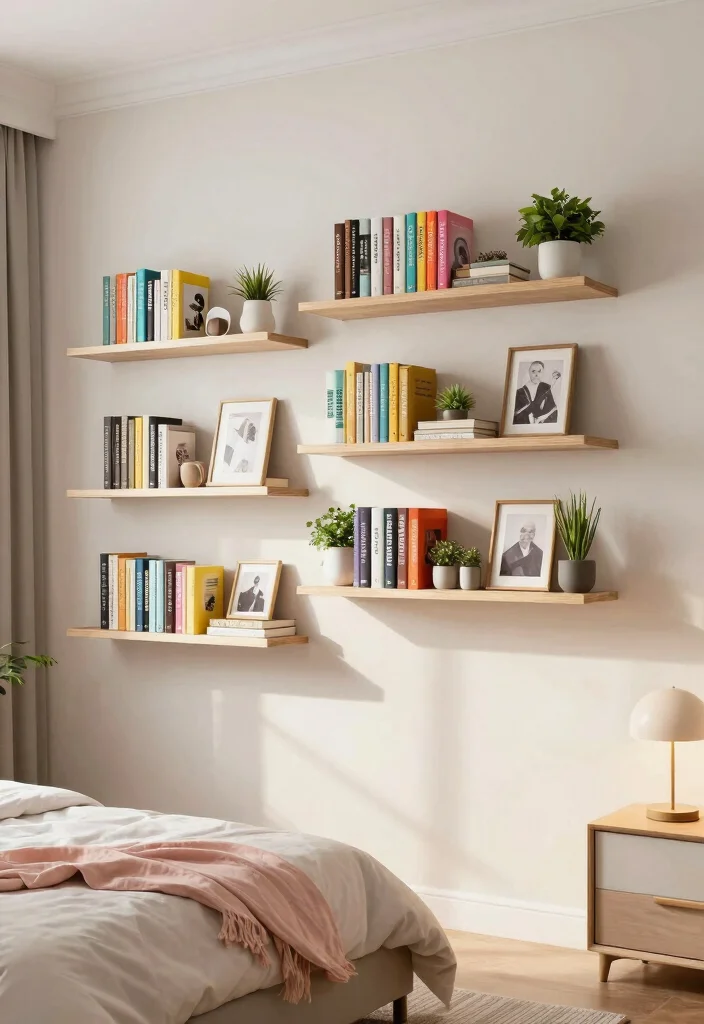 15 Bookshelf in Bedroom Ideas That Feel Cozy & Smart - 1. Floating Shelves for a Sleek Look 1