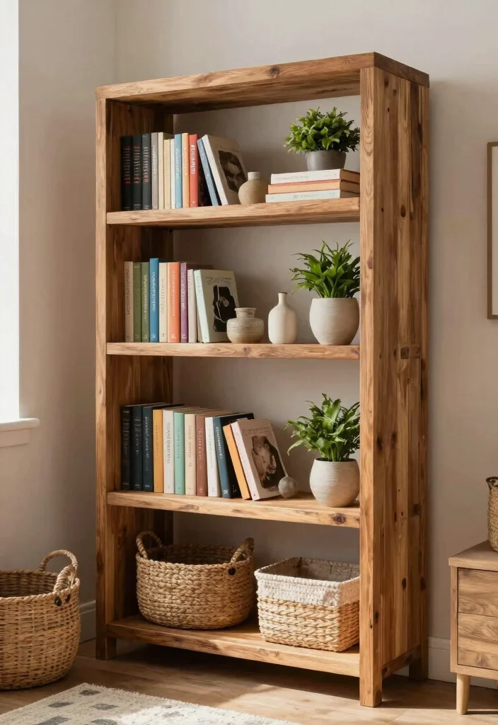 15 Bookshelf in Bedroom Ideas That Feel Cozy & Smart - 10. Rustic Wooden Bookshelf 1