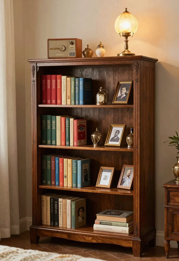 15 Bookshelf in Bedroom Ideas That Feel Cozy & Smart - 4. Vintage Style Bookcase 1