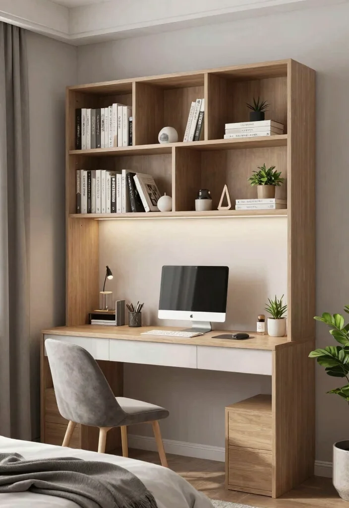 15 Bookshelf in Bedroom Ideas That Feel Cozy & Smart - 7. Bookshelf with Integrated Desk 1
