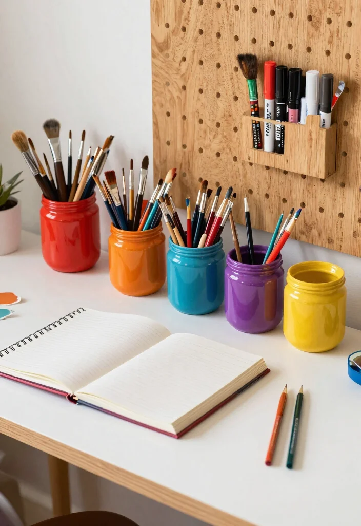 15 College Desk Setup Ideas That Feel Organized & Cute - 12. Art Supplies Setup 1