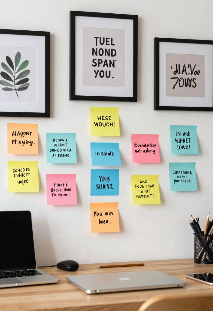 15 College Desk Setup Ideas That Feel Organized & Cute - 13. Motivational Quotes Display 1