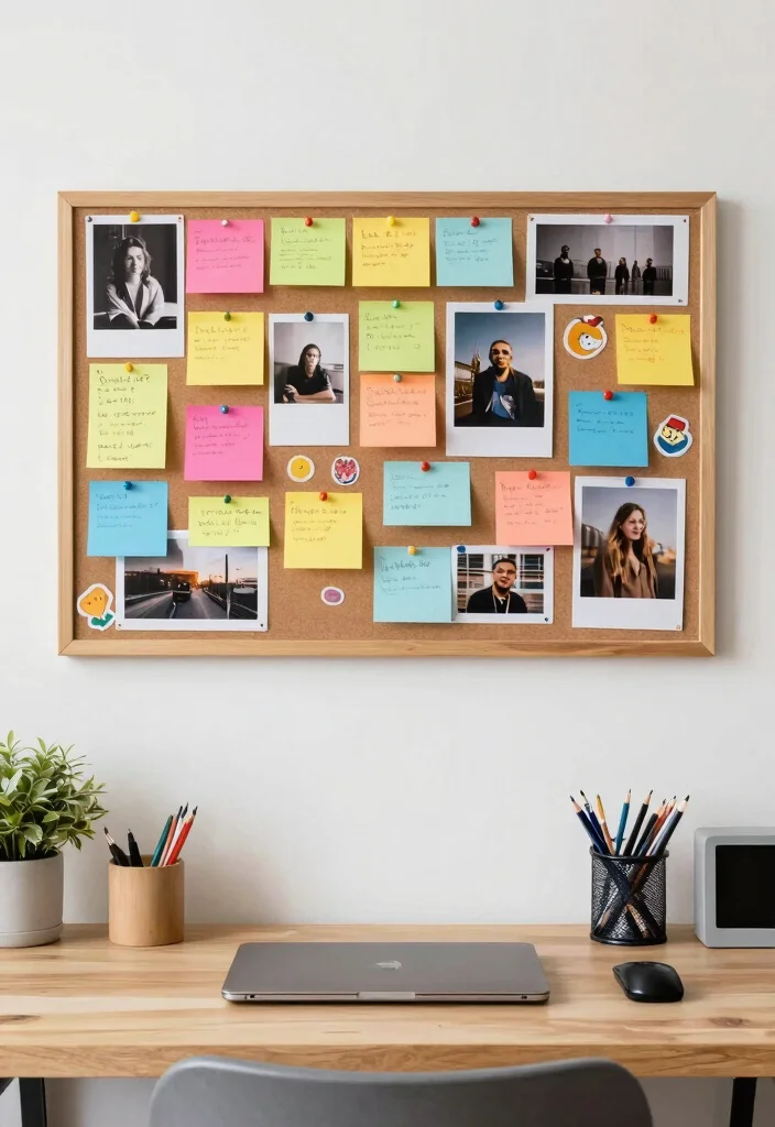 15 College Desk Setup Ideas That Feel Organized & Cute - 9. Creative Board for Ideas 1