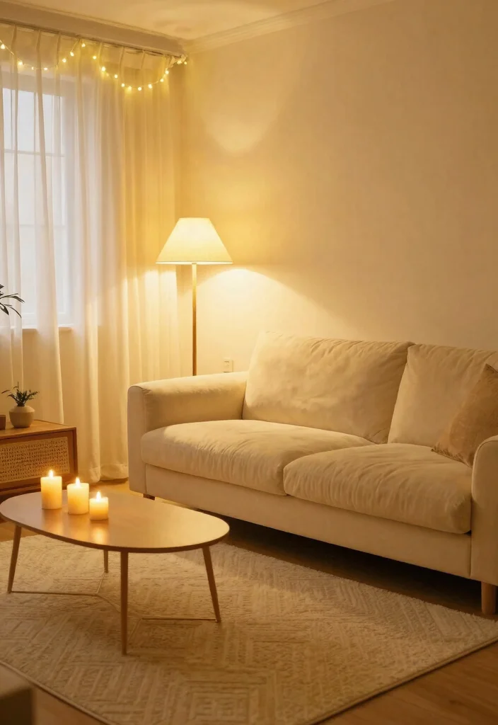 15 Cream Carpet Living Room Ideas That Feel Cozy 23 15 Cream Carpet Living Room Ideas That Feel Cozy - 3. Soft Lighting 1