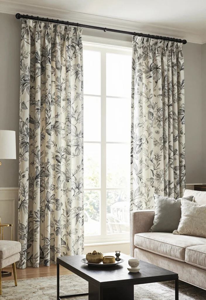 15 Floral Curtains Living Room Ideas That Feel Fresh & Romantic - 13. Custom-Made Floral Curtains for Unique Spaces 1