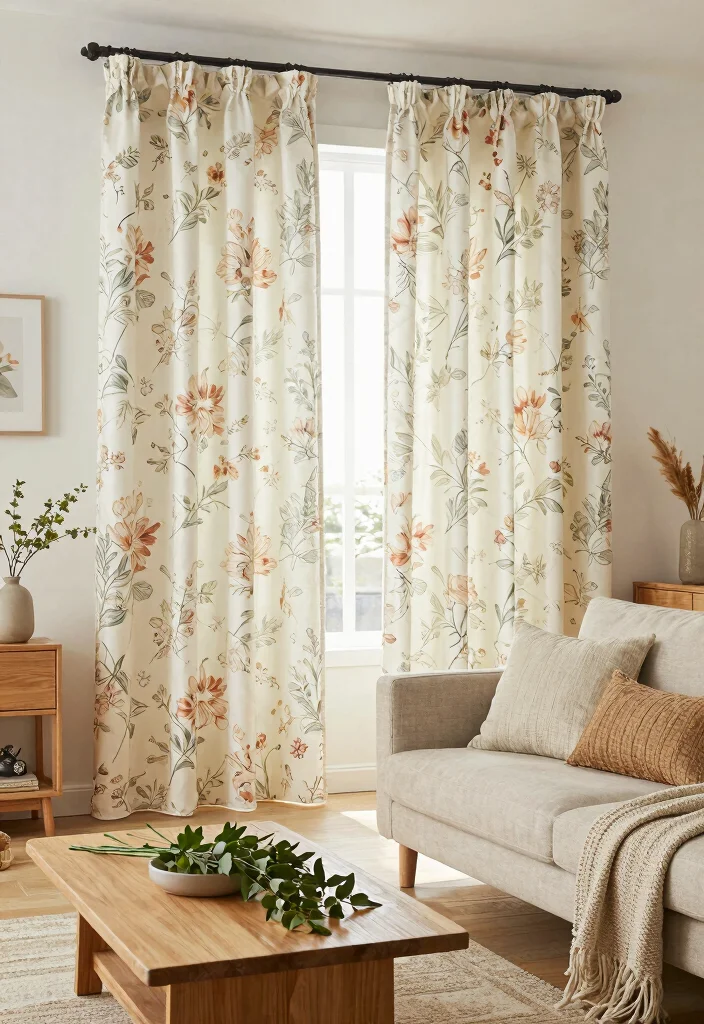 15 Floral Curtains Living Room Ideas That Feel Fresh & Romantic - 14. Eco-Friendly Floral Curtains for Sustainable Living 1