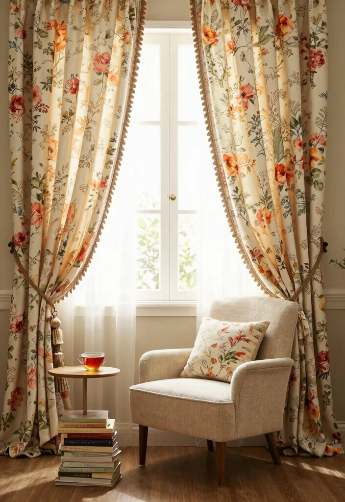15 Floral Curtains Living Room Ideas That Feel Fresh & Romantic - 15. Floral Curtains in Unexpected Spaces 1