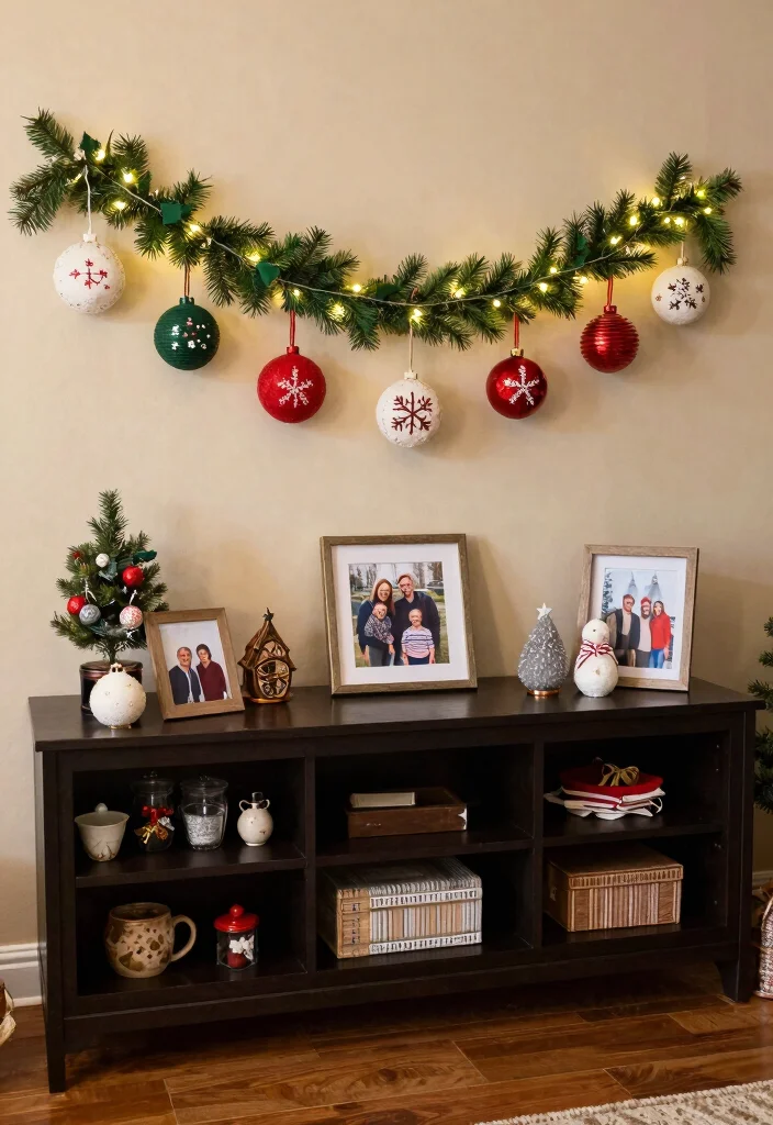 15 Garland on TV Stand Ideas for Festive Decor 41 15 Garland on TV Stand Ideas for Festive Decor - 11. Holiday Cheer with Personal Touches 1