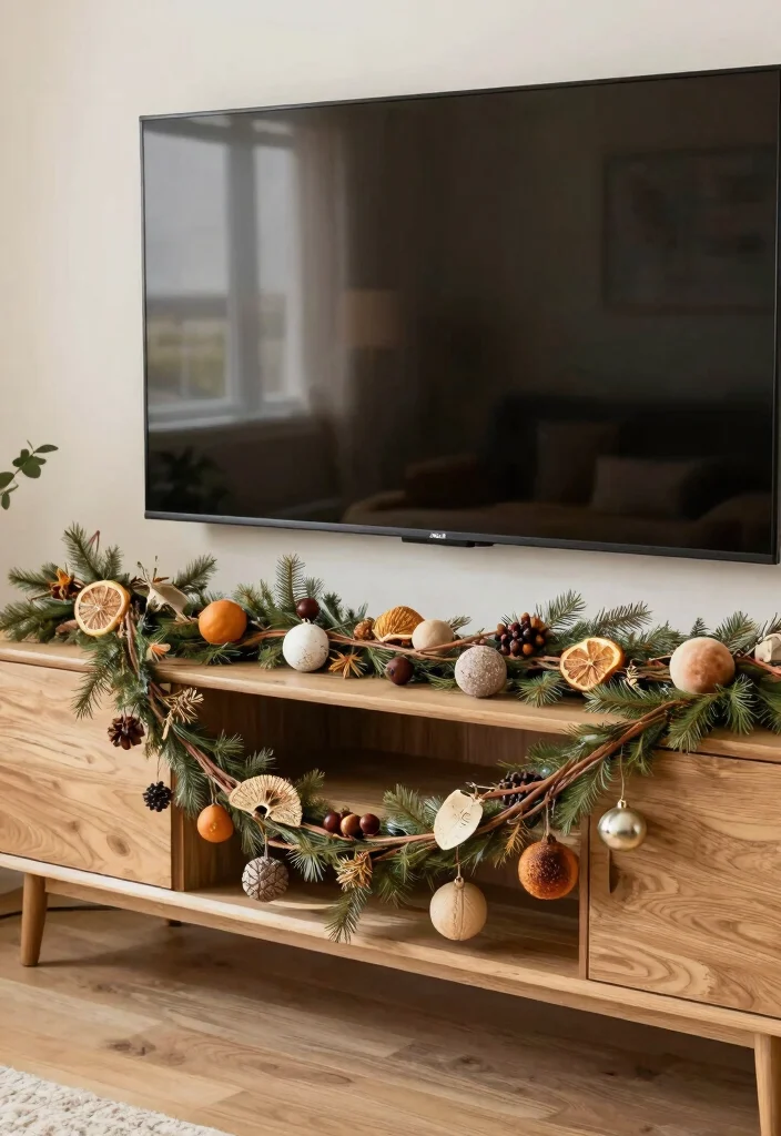 15 Garland on TV Stand Ideas for Festive Decor 52 15 Garland on TV Stand Ideas for Festive Decor - 12. Eco-Friendly Garland 1
