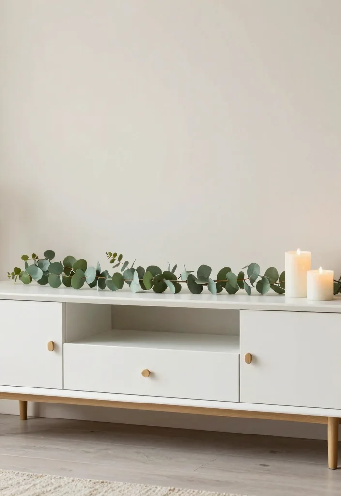 15 Garland on TV Stand Ideas for Festive Decor 4 15 Garland on TV Stand Ideas for Festive Decor - 4. Minimalist Elegance 1