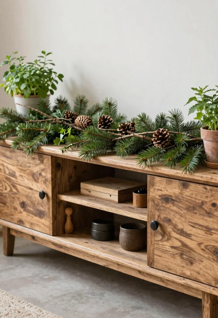 15 Garland on TV Stand Ideas for Festive Decor 26 15 Garland on TV Stand Ideas for Festive Decor - 6. Natural Elements 1