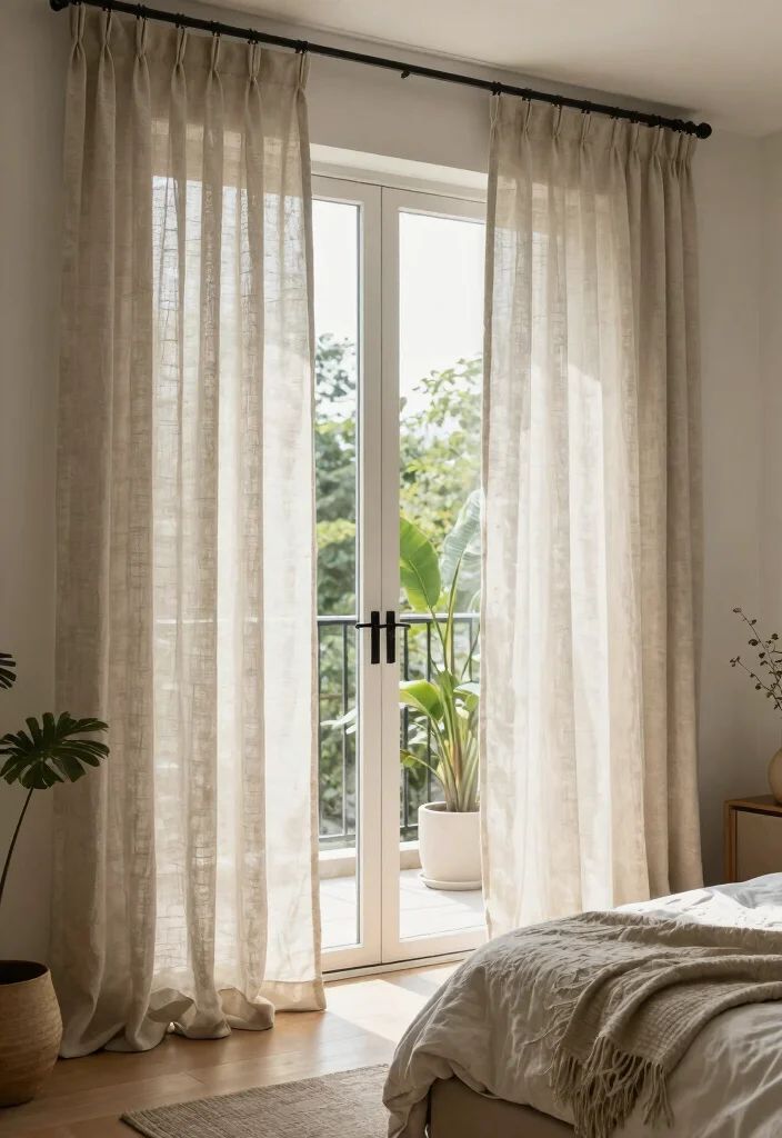 15 Glass Door Curtains Ideas That Let the Light In 13 15 Glass Door Curtains Ideas That Let the Light In - 3. Eco-Friendly Linens 1
