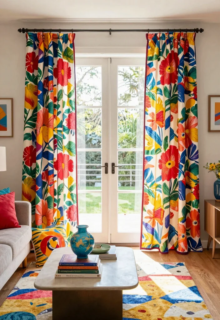 15 Glass Door Curtains Ideas That Let the Light In 16 15 Glass Door Curtains Ideas That Let the Light In - 6. Bold Patterns 1