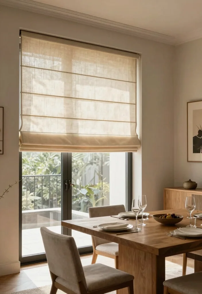 15 Glass Door Curtains Ideas That Let the Light In 17 15 Glass Door Curtains Ideas That Let the Light In - 7. Roman Shades 1