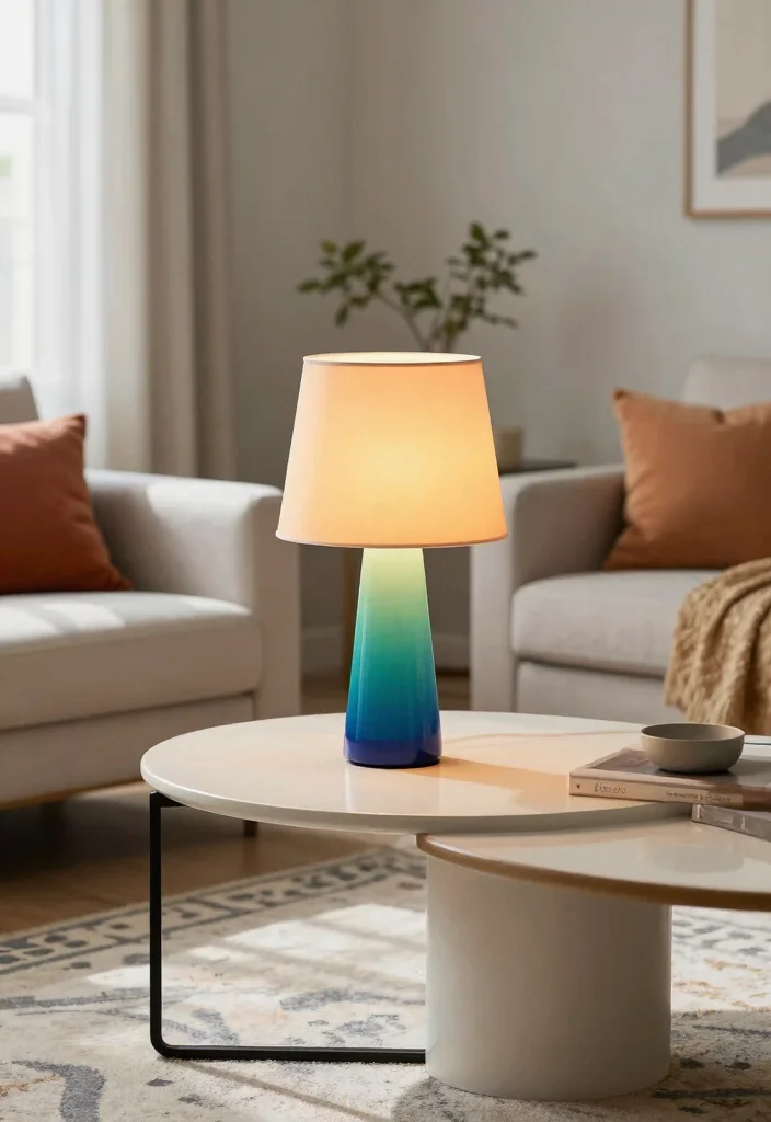 15 Lamp Boven Salontafel Ideas With Modern Glow - 10. Colorful Statement Lamps 1