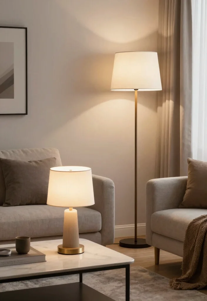 15 Lamp Boven Salontafel Ideas With Modern Glow - 13. Layered Lighting with Table and Floor Lamps 1