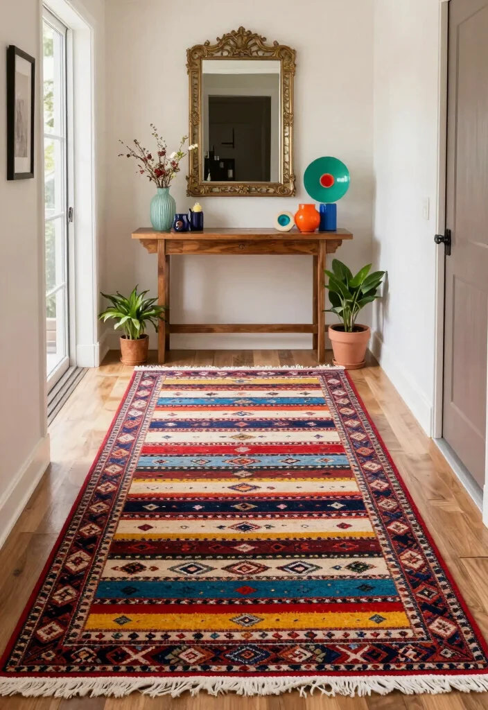 15 Persian Carpet Pattern Ideas With Luxe Detail - 11. Richly Colored Stripes 1