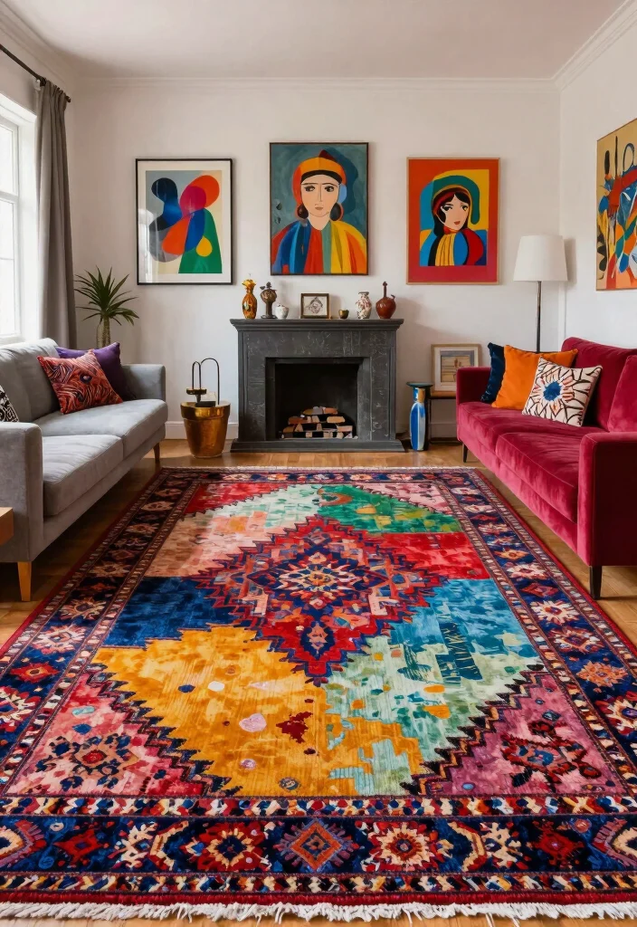 15 Persian Carpet Pattern Ideas With Luxe Detail - 13. Artistic Expression with Color Blocking 1