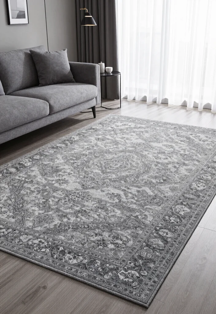 15 Persian Carpet Pattern Ideas With Luxe Detail - 14. Monochromatic Elegance 1