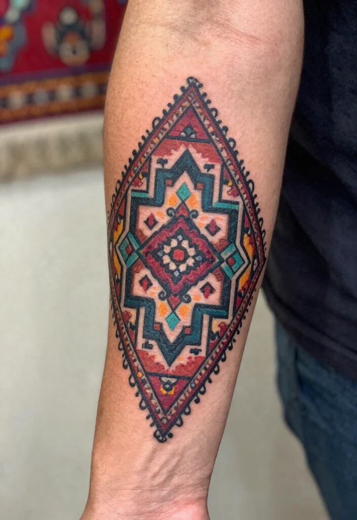 15 Persian Carpet Tattoo Ideas With Intricate Style 12 15 Persian Carpet Tattoo Ideas With Intricate Style - 2. Geometric Intricacies 1