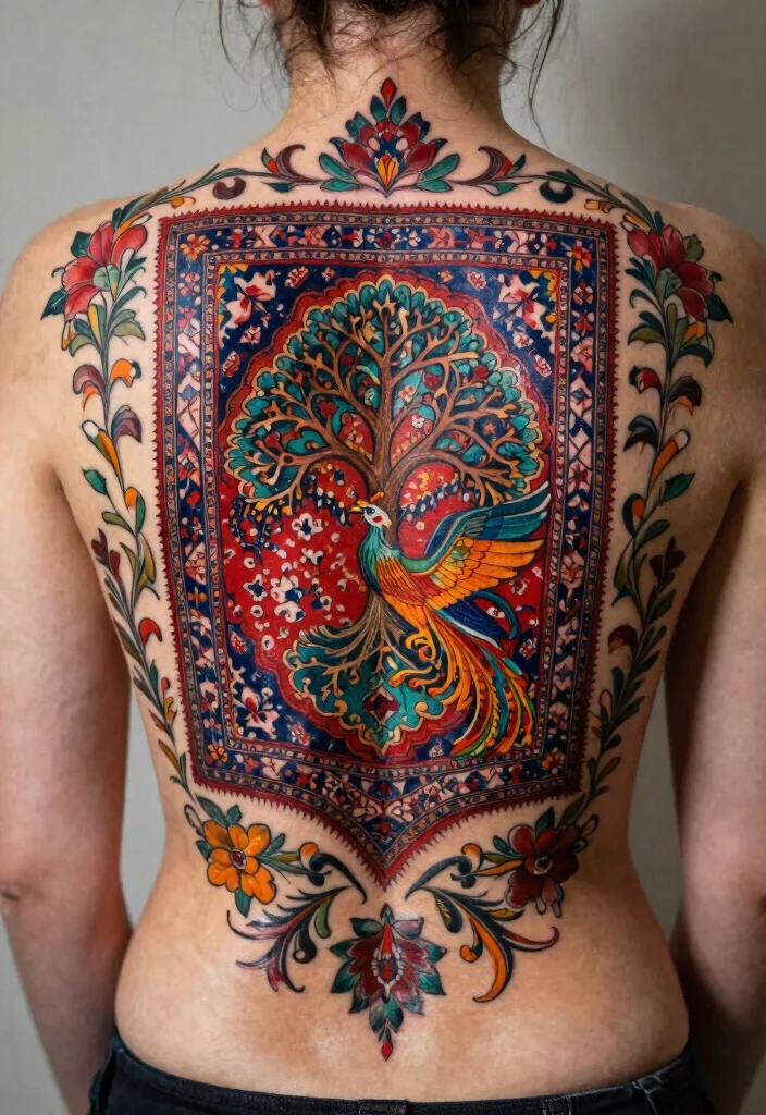 15 Persian Carpet Tattoo Ideas With Intricate Style 14 15 Persian Carpet Tattoo Ideas With Intricate Style - 4. Cultural Motifs 1