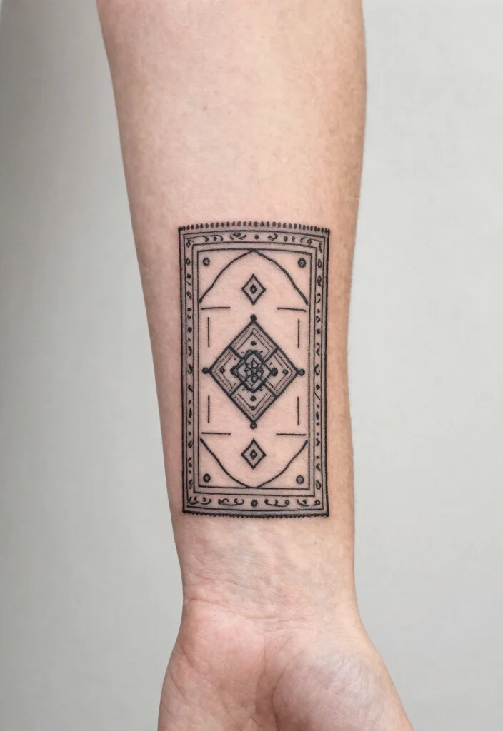 15 Persian Carpet Tattoo Ideas With Intricate Style 25 15 Persian Carpet Tattoo Ideas With Intricate Style - 5. Minimalist Persian Designs 1