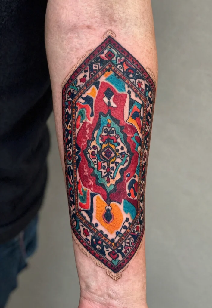15 Persian Carpet Tattoo Ideas With Intricate Style 28 15 Persian Carpet Tattoo Ideas With Intricate Style - 8. Artistic Interpretations 1