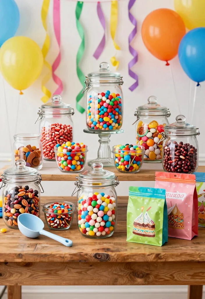15 Stand de Postres Feria Ideas That Look Sweet & Stylish - 1. The Classic Candy Bar 1