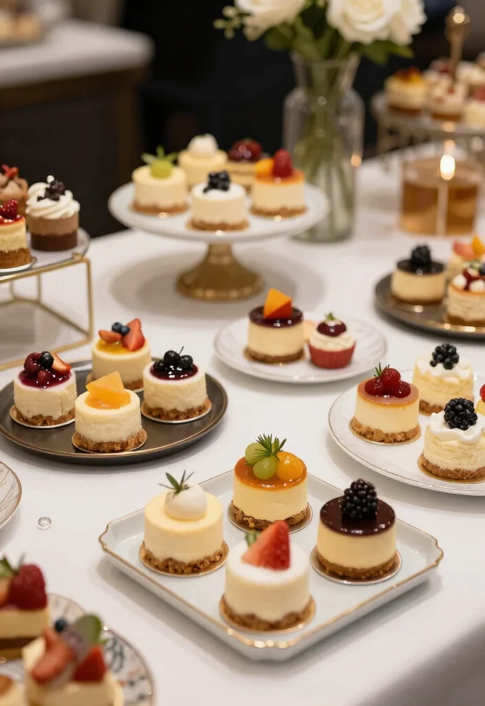 15 Stand de Postres Feria Ideas That Look Sweet & Stylish - 12. Elegant Cheesecake Bar 1