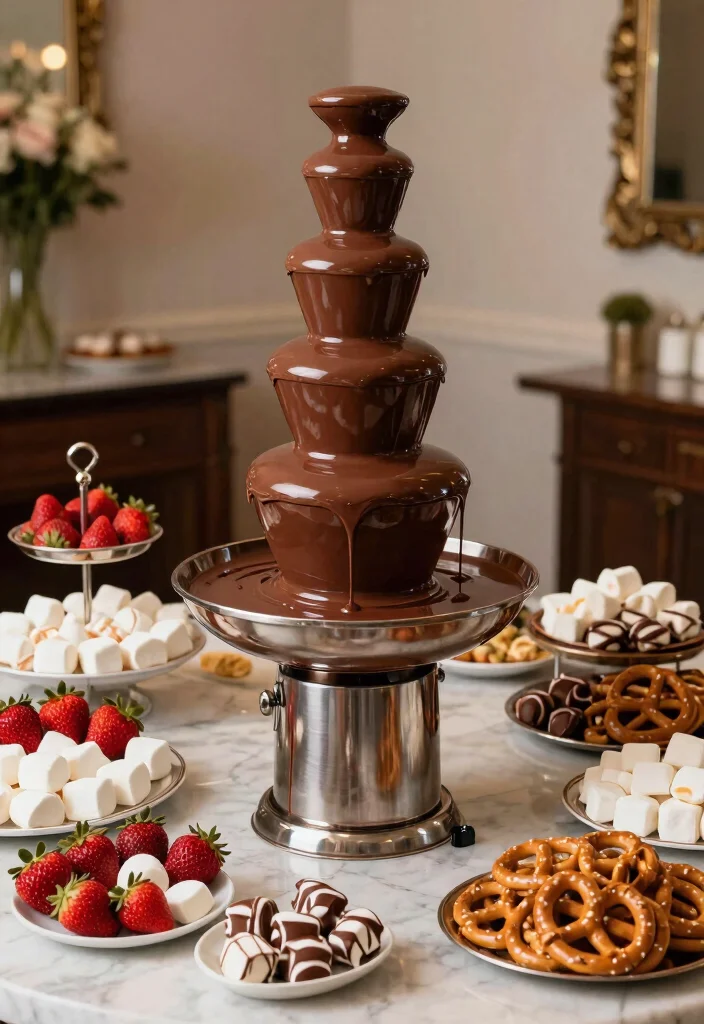 15 Stand de Postres Feria Ideas That Look Sweet & Stylish - 7. Themed Chocolate Fountain 1